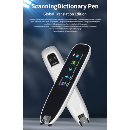 HURRISE Smart Voice Translator Pen,Translation Scanning Pen for Students, Dyslexia,13 Language Translating Device,White International Edition Translation Scanning Pen