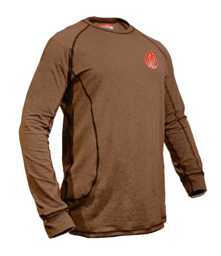 Knox FR Shirts for Men | Double Stitched Long Sleeve Crew Flame Resistant Shirt | NFPA2112 Welding Shirt(Tan - Large)