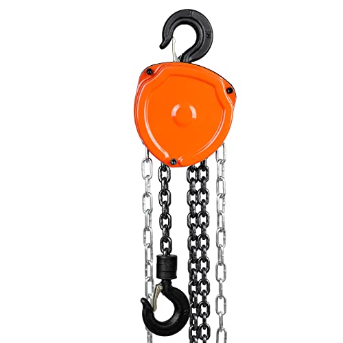 VEVOR Hand Chain Hoist, 1 Ton 2200 lbs Capacity 20 FT Come Along, G80 Galvanized Carbon Steel with Double-Pawl Brake, Auto Chain Leading & 360° Rotation Hook, for Garage Factory Dock