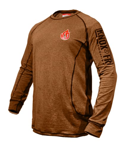 Knox FR Shirts for Men | Double Stitched Long Sleeve Crew Flame Resistant Shirt | NFPA2112 Welding Shirt(Tan - Large)