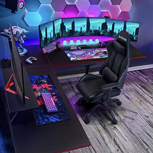 Homall L Shaped Gaming Desk Computer Corner Desk PC Gaming Desk Table with Large Monitor Riser Stand for Home Office Sturdy Writing Workstation (Black, 51 Inch)