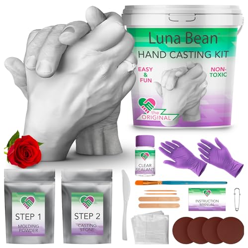 Luna Bean Hand Casting Kit – Couples Gifts Idea, Anniversary for Couple Gift, Mothers Day Gifts, Fun Date Night Ideas, Gift for Women and Men, Hand Molding Kit, Valentines Day, Christmas