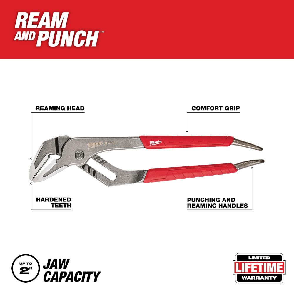 48-22-6310 10", Straight Jaw Pliers with Ream & Punch Exposed Metal Handles & Precision Ground Plier Head