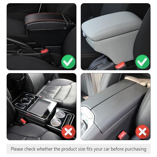 Upgraded Car Center Console Cover,Microfiber Leather Car Armrest Cover Cushion with 2 Storage Bags,Universal Car Armrest Storage Box Car Interior Accessories for Most Vehicles (Black)