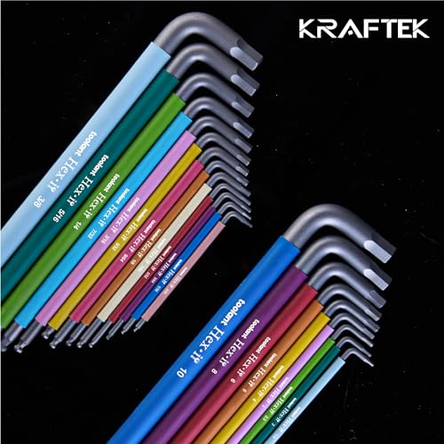 toolant Allen Wrenches Sets 22pcs(Metric&SAE), Extra Long Arm Allen Key Set with Ball End, Crafted Hex Key Set with Color Coded Sleeves, Unique Patented Holder Design for Magnetizing and Demagnetizing