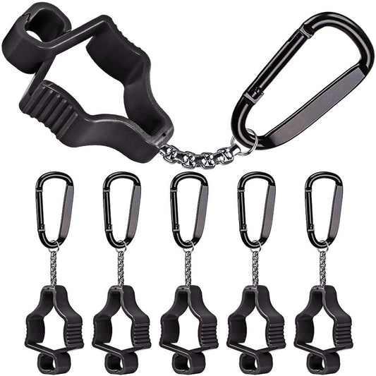 SELEWARE 5pcs Glove Clips for Work, Non-slip Metal Glove Clip Holder for Construction Belt, Guard Labor Worker Glasses Helmets Grabber Keeper, Black