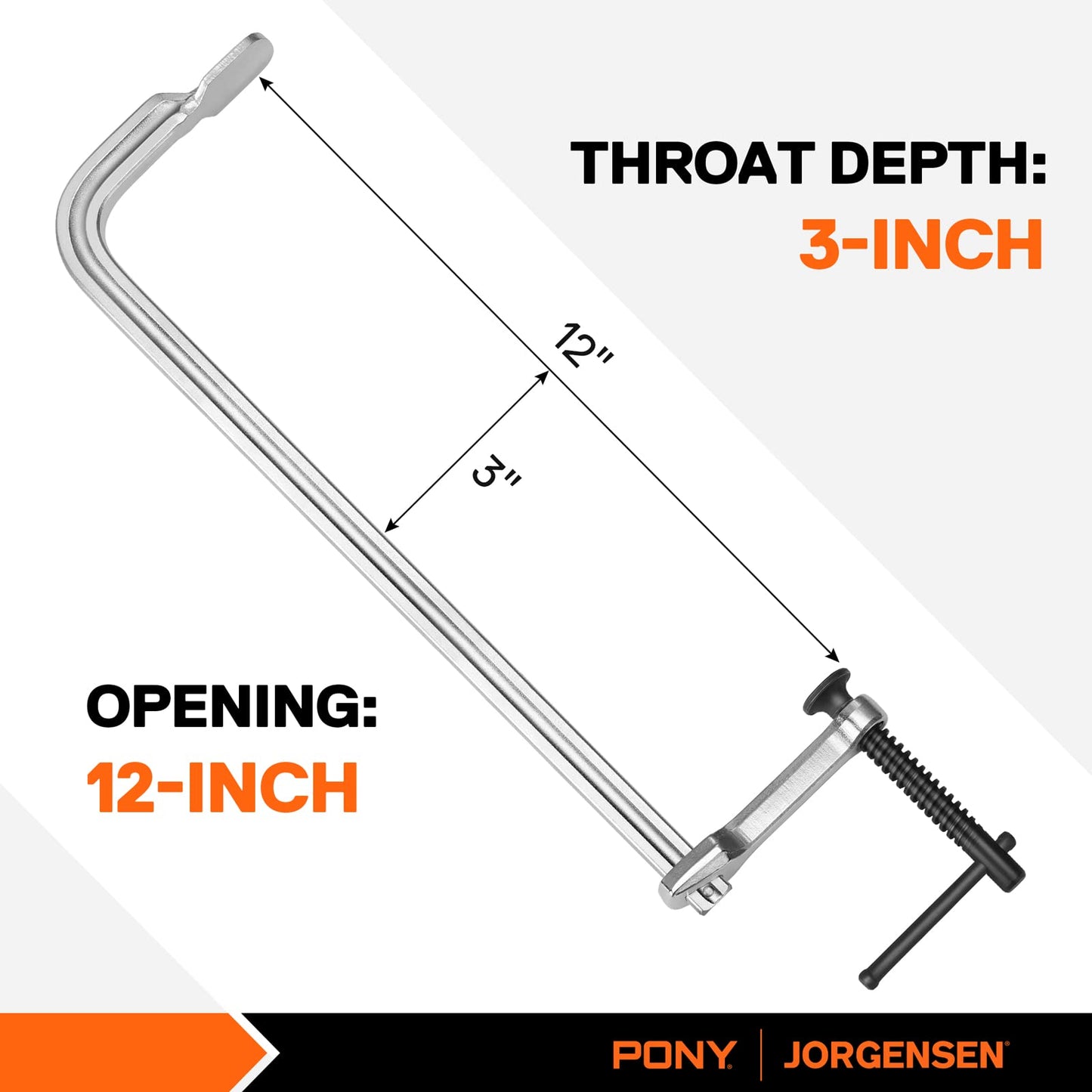 Jorgensen Bar Clamps, 12-Inch Light-duty Drop Forged Steel Bar Clamps for Woodworking and Welding, 2 Pack