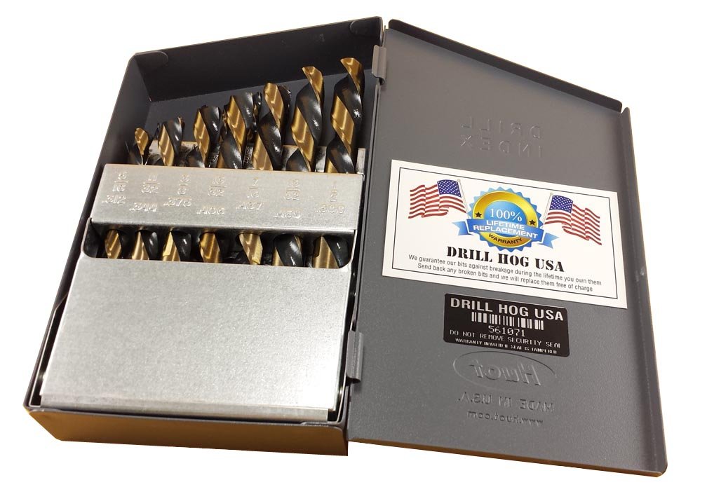 Drill Hog® 15 Pc Left Handed Drill Bit Set Screw Extractor EZ-Out HI-Molybdenum M7