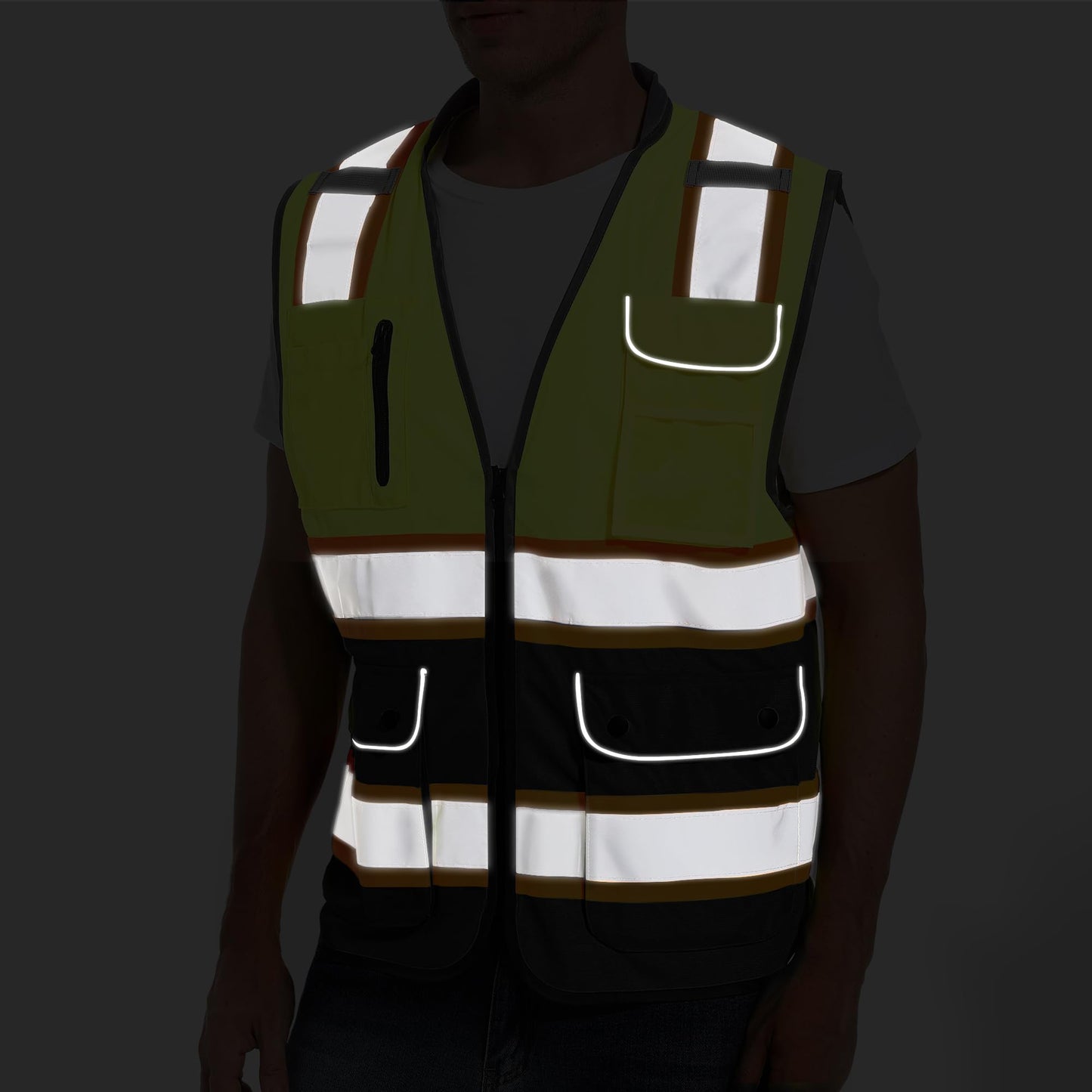 ArcRidge Reflective Safety Vest for Men and Women - Class 2 High Visibility Construction Vest - Dual Tone Reflective Strips