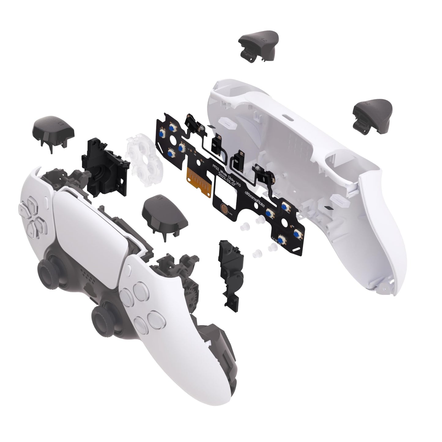 eXtremeRate Strong Version Whole Clicky Kit for PS5 Controller Shoulder Face Dpad Buttons, Custom Micro Switch Clicky Hair Trigger Kit and Tactile Face Buttons Mouse Click for PS5 Controller BDM-030