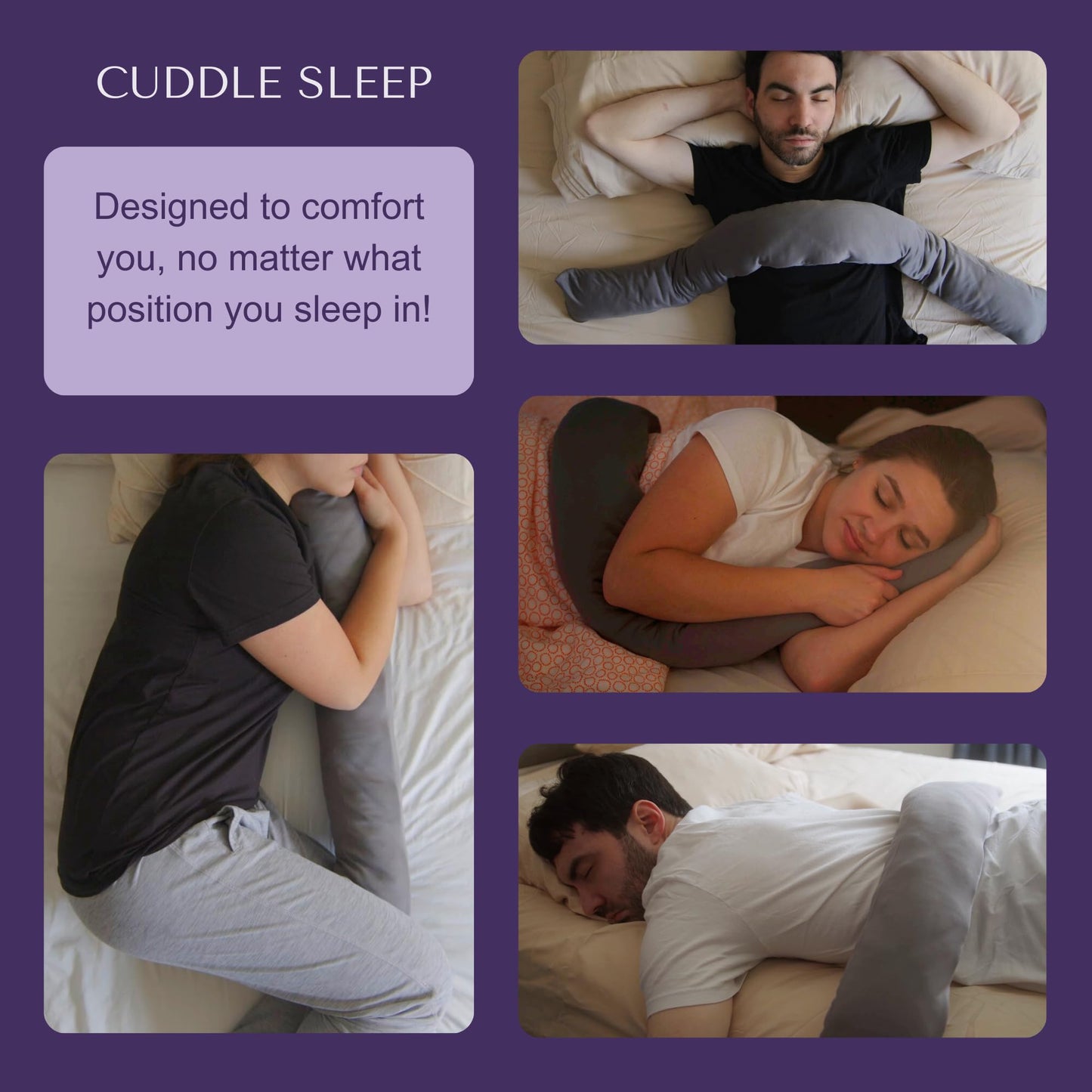 Cuddle Sleep Weighted Pillow - Sensory Pillow - Cuddles You to Sleep - Cool Touch Sleeve - Travel Friendly - 52inches - Weighted Blanket Alternative - Machine Washable & Durable - All Sleep Positions