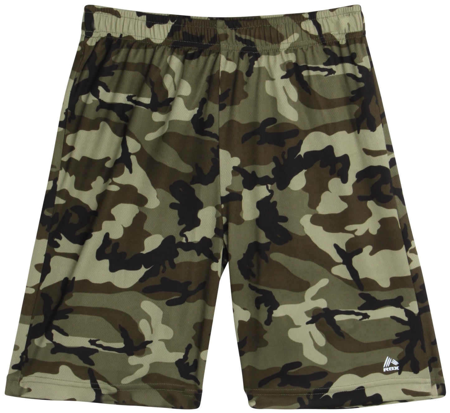 RBX Boys' Shorts Set - 3 Piece Short Sleeve Performance T-Shirt and Shorts (Size: 4-12), Size 10, Green Camo