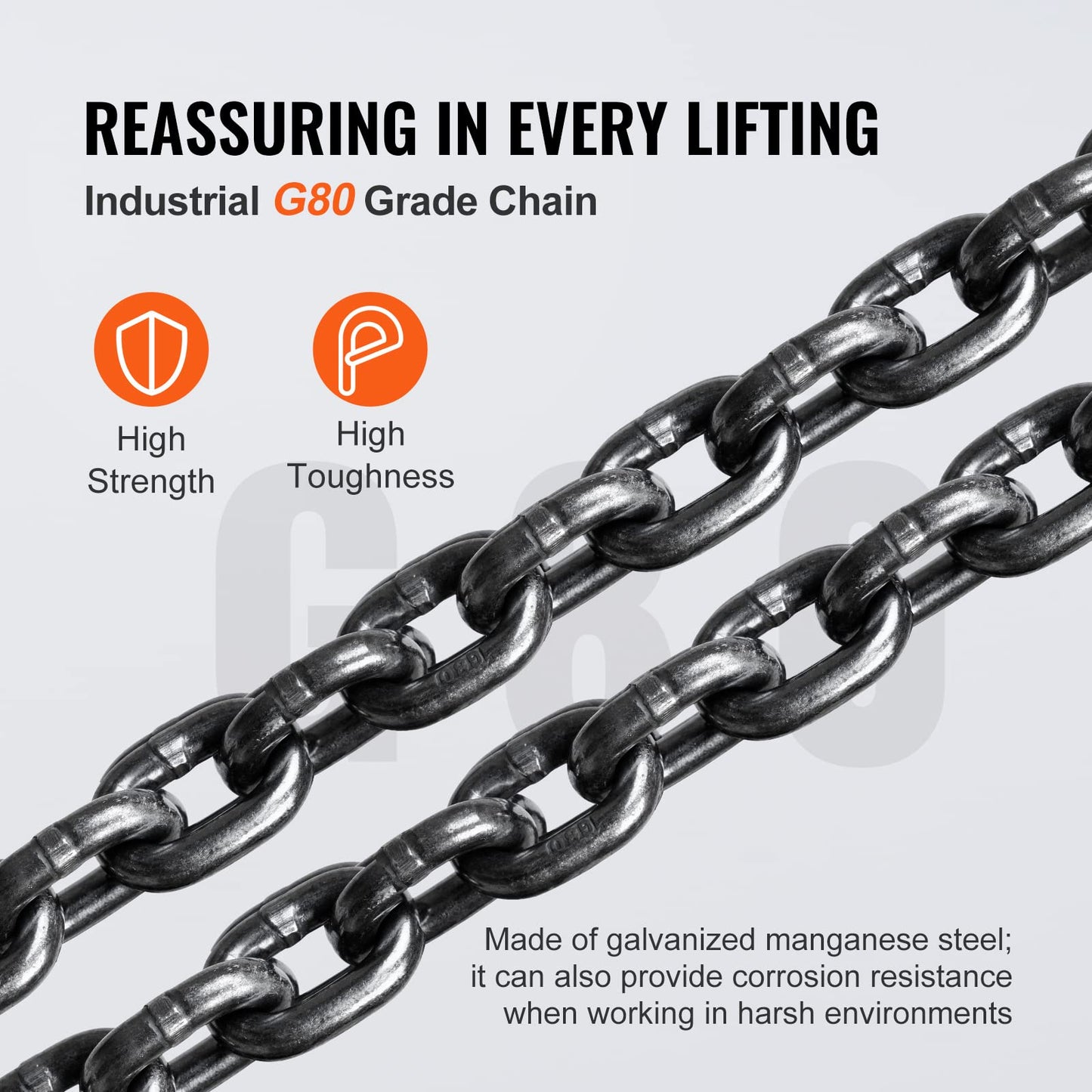 VEVOR Hand Chain Hoist, 1 Ton 2200 lbs Capacity 20 FT Come Along, G80 Galvanized Carbon Steel with Double-Pawl Brake, Auto Chain Leading & 360° Rotation Hook, for Garage Factory Dock