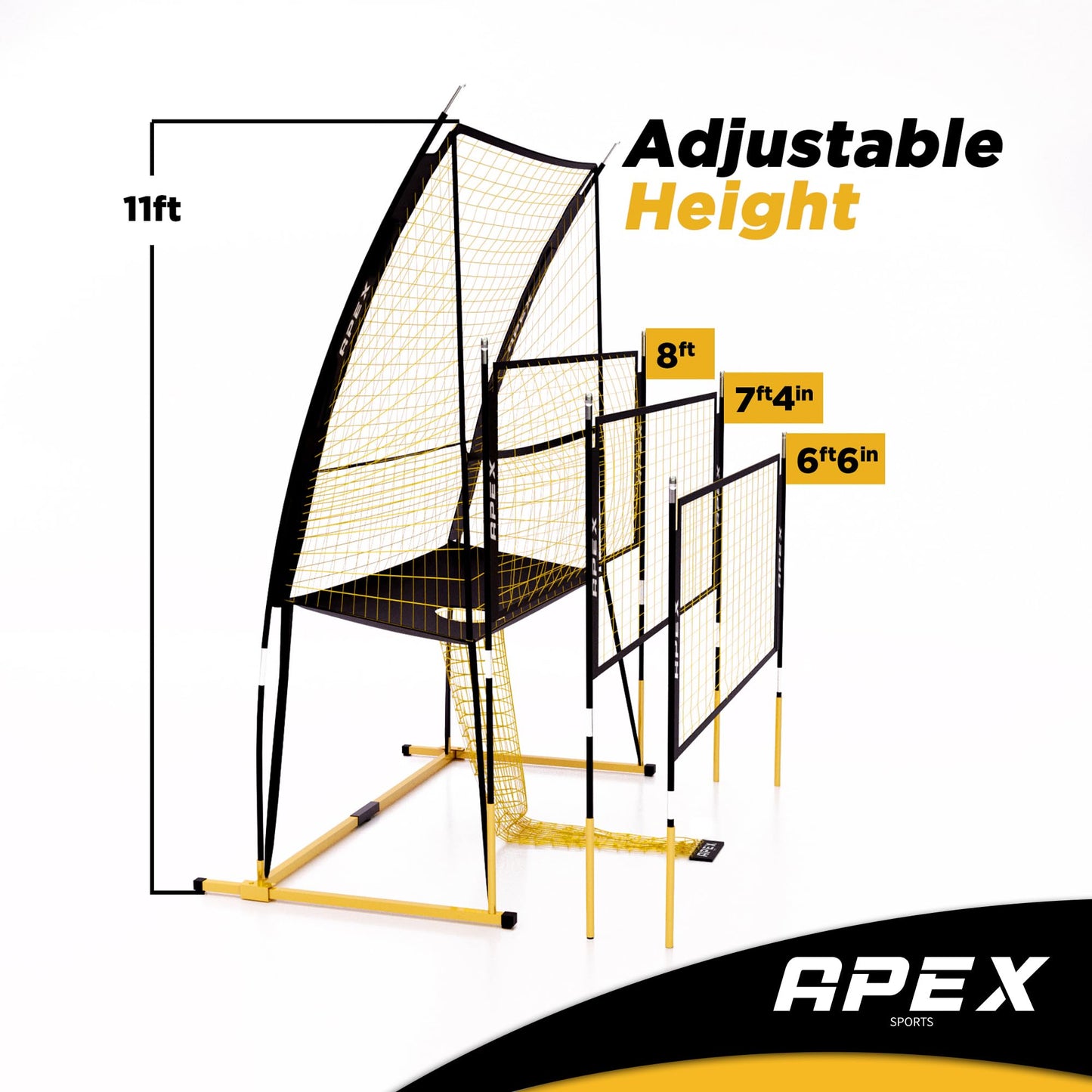 Apex Sports Volleyball Training Net System - Sturdy, Adjustable, and Portable | Improve Accuracy, Technique, and Skills | Ideal for Indoor/Outdoor Use | Easy Assembly & Storage |