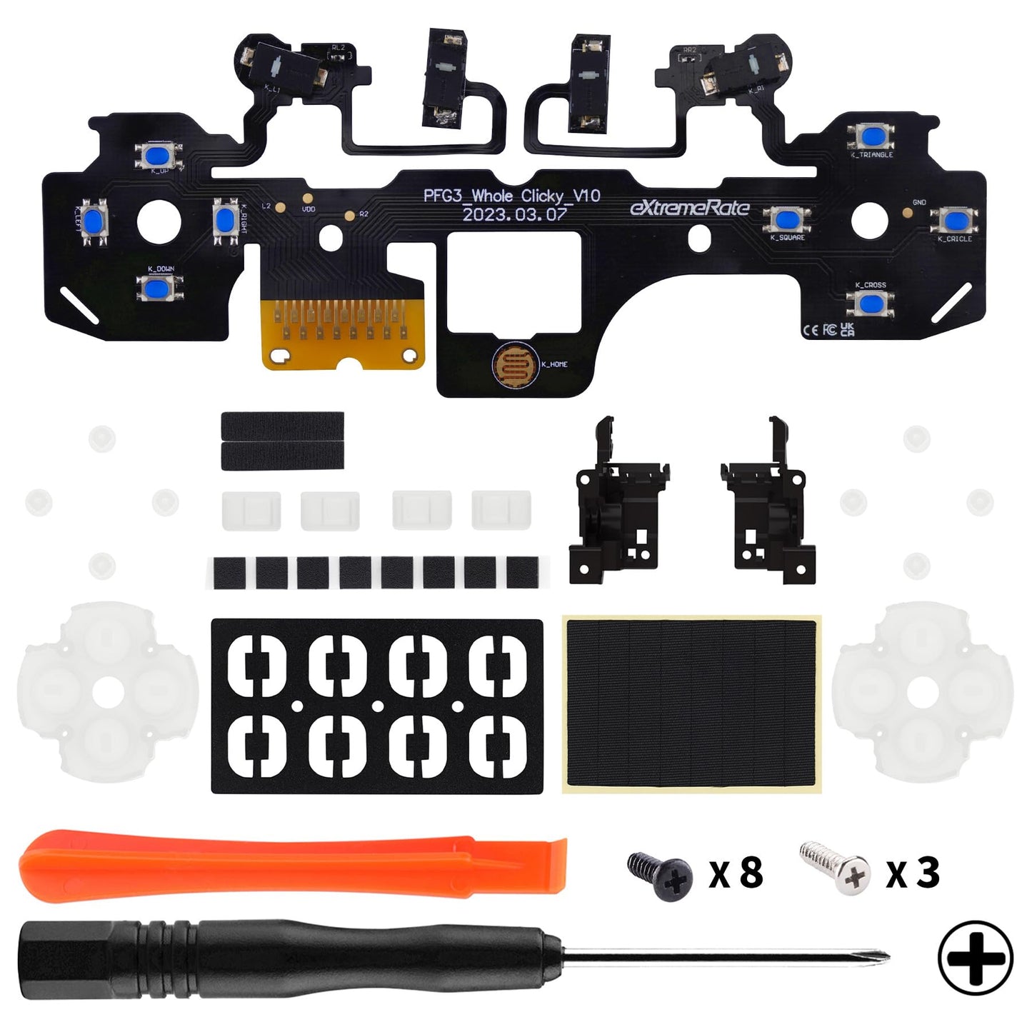 eXtremeRate Strong Version Whole Clicky Kit for PS5 Controller Shoulder Face Dpad Buttons, Custom Micro Switch Clicky Hair Trigger Kit and Tactile Face Buttons Mouse Click for PS5 Controller BDM-030