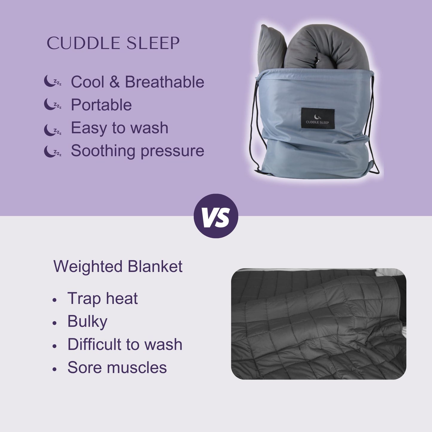 Cuddle Sleep Weighted Pillow - Sensory Pillow - Cuddles You to Sleep - Cool Touch Sleeve - Travel Friendly - 52inches - Weighted Blanket Alternative - Machine Washable & Durable - All Sleep Positions