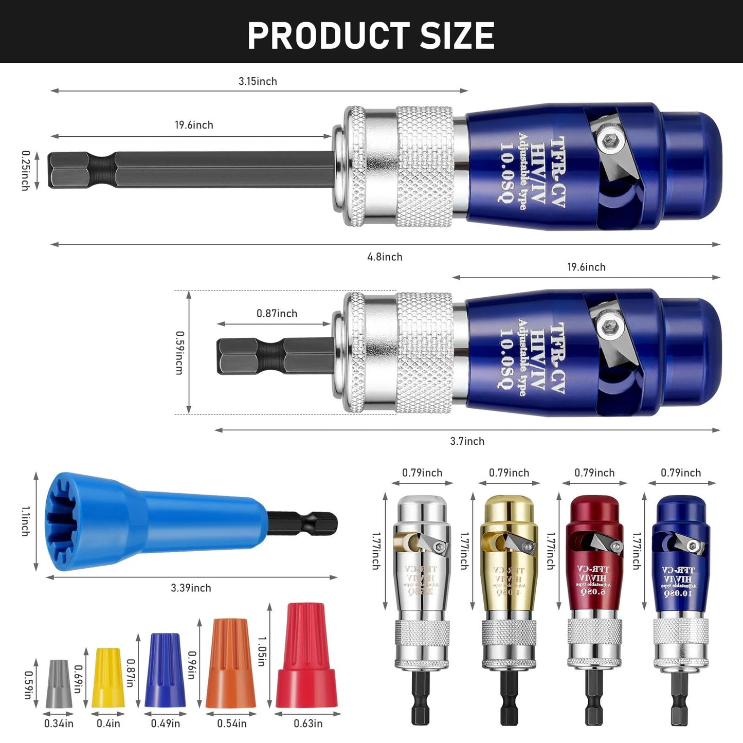 FERSTALO Wire Twister Tool for Drill, 6 in 1 Wire Stripping and Twisting Tool, Quickly Drill Wire Stripping Professional Electrician Tool Set, Portable Wire Nut Twister Cable Stripping and Connector