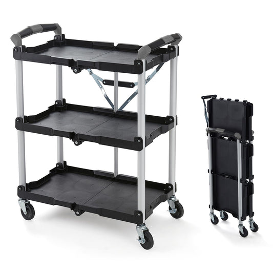 Olympia Tools 85-188 Pack-N-Roll Folding Collapsible Service Cart, 150LB Capacity, Black