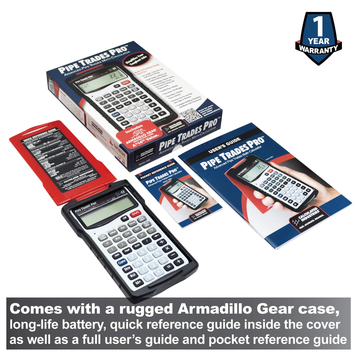 Calculated Industries 4095 Pipe Trades Pro Advanced Pipe Layout and Design Math Calculator Tool for Pipefitters, Steamfitters, Sprinklerfitters and Welders | Built-in Pipe Data for 7 Materials , White