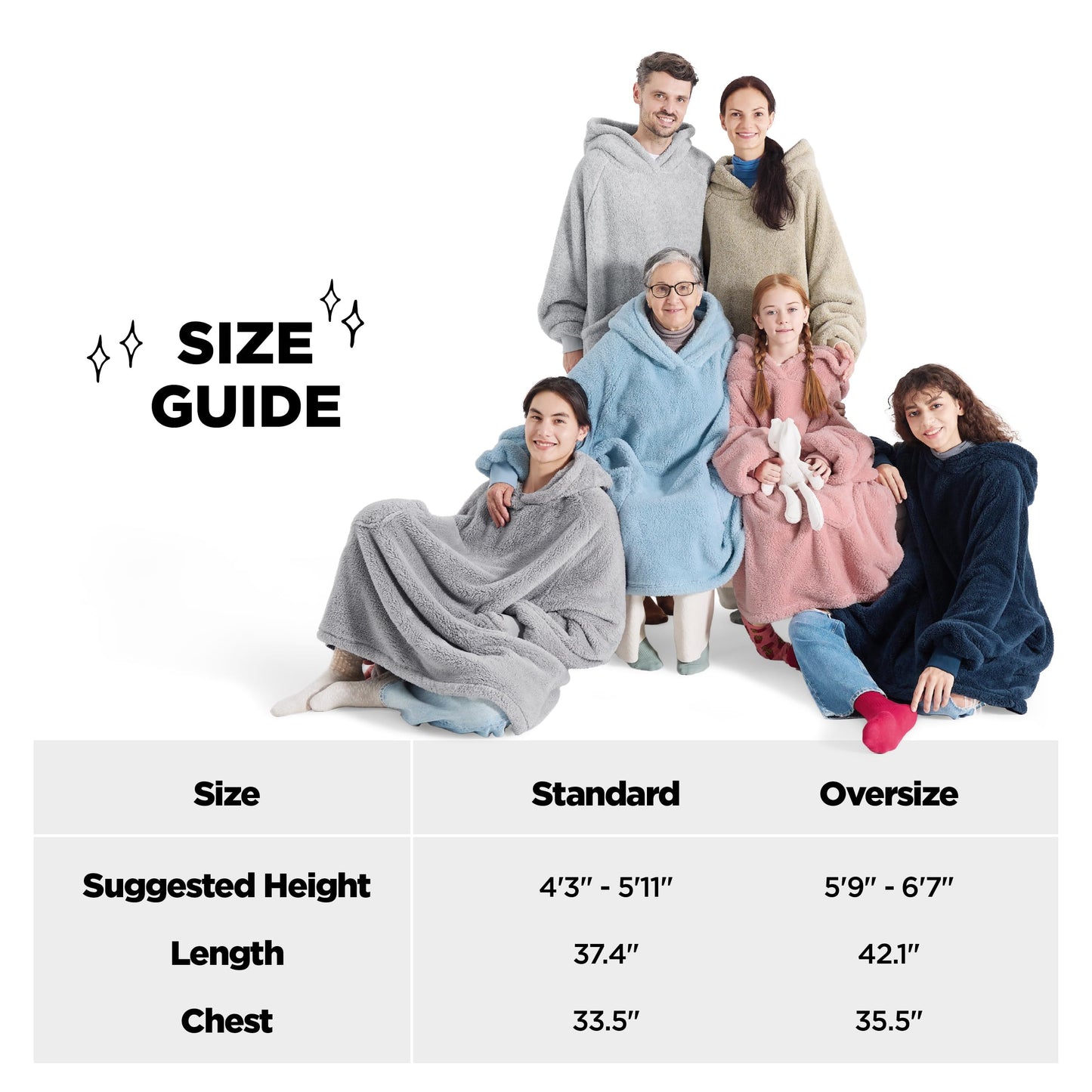 Bedsure Wearable Blanket Hoodie for Women - Cozy Sherpa Hoodie Blanket for Adult Men, Warm Hooded Blanket Sweatshirt with Pockets as Gifts for Girlfriend, Charcoal