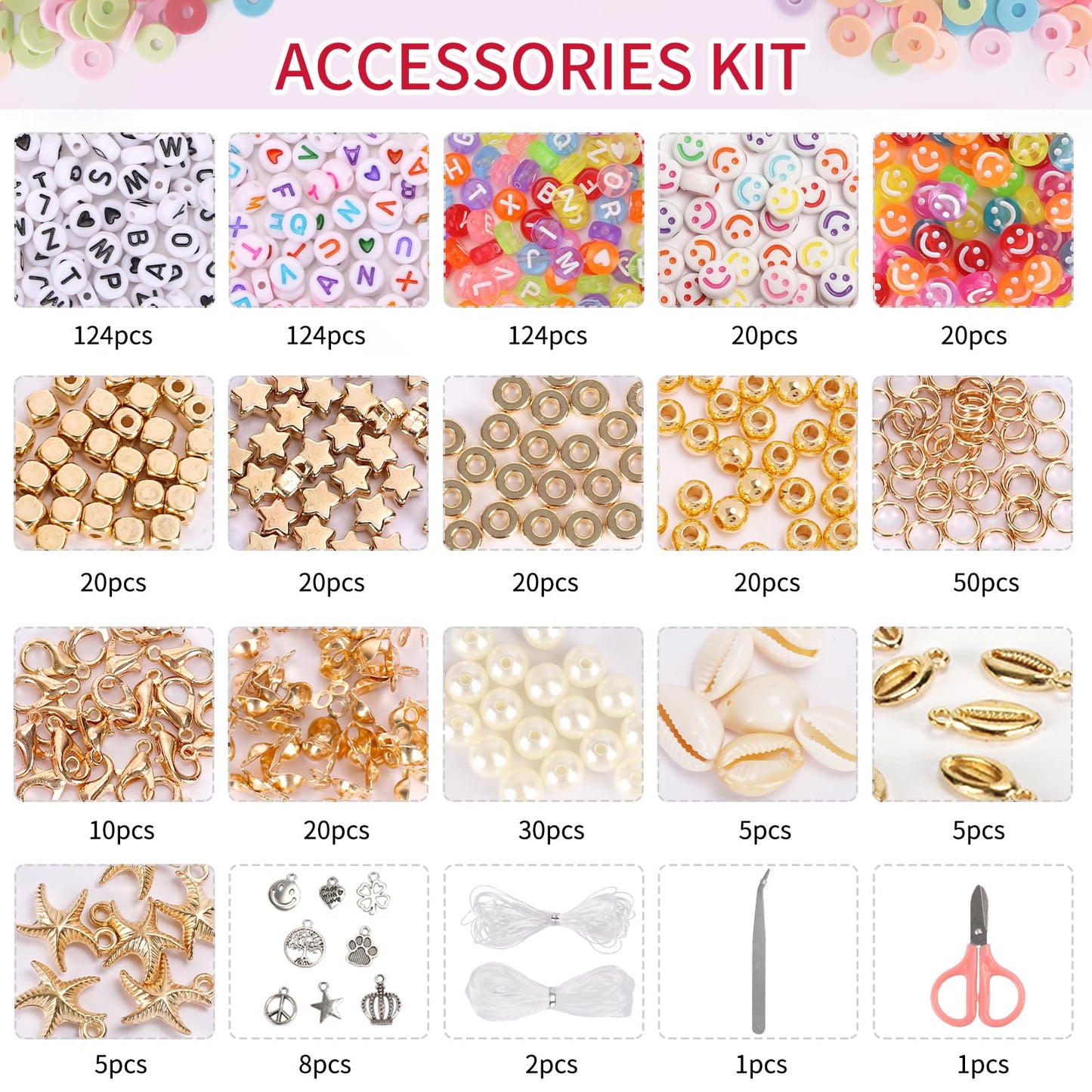 QUEFE 15000pcs, 144 Colors Clay Beads, Charm Bracelet Making kit for Girls 8-12, Polymer Heishi Beads for Jewelry, for Crafts Christmas Gifts