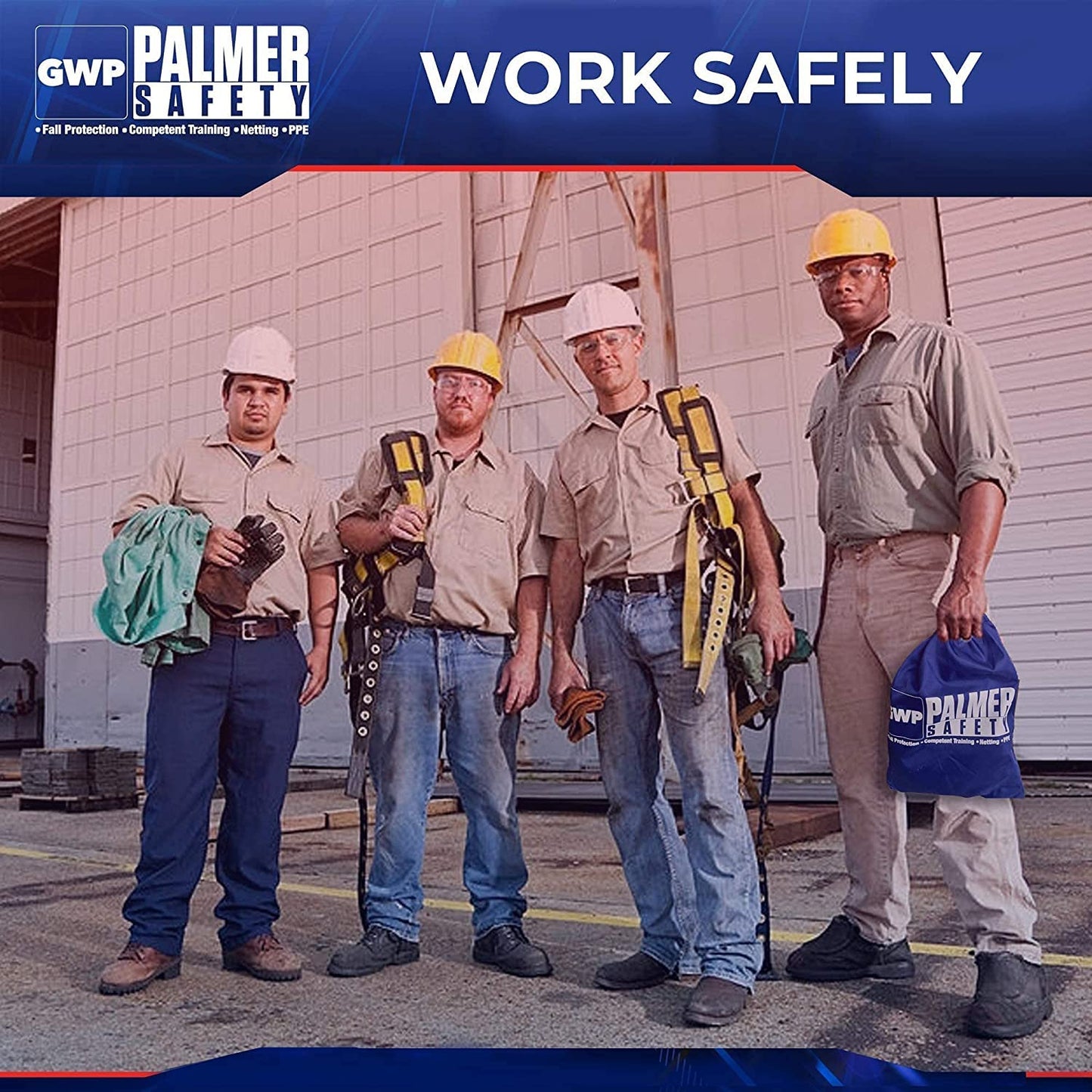 Palmer Safety Safety Harness w/Detachable 6 ft Lanyard I Single Leg Lanyard w/Internal Shock Absorbing & Snap Hook I OSHA/ANSI Fall Arrest Kit