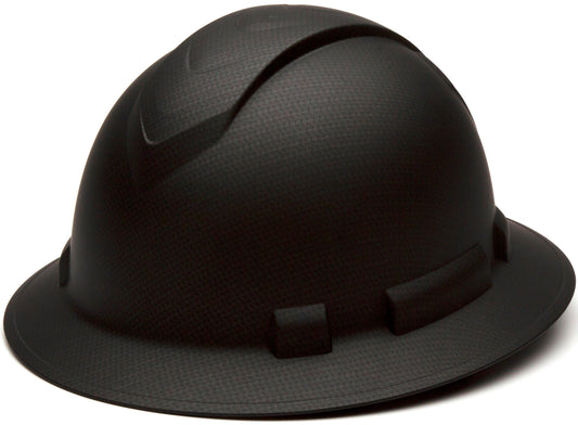 Pyramex Safety Ridgeline Full Brim Hard Hat, 4-Point Ratchet Suspension, Matte Black Graphite Pattern