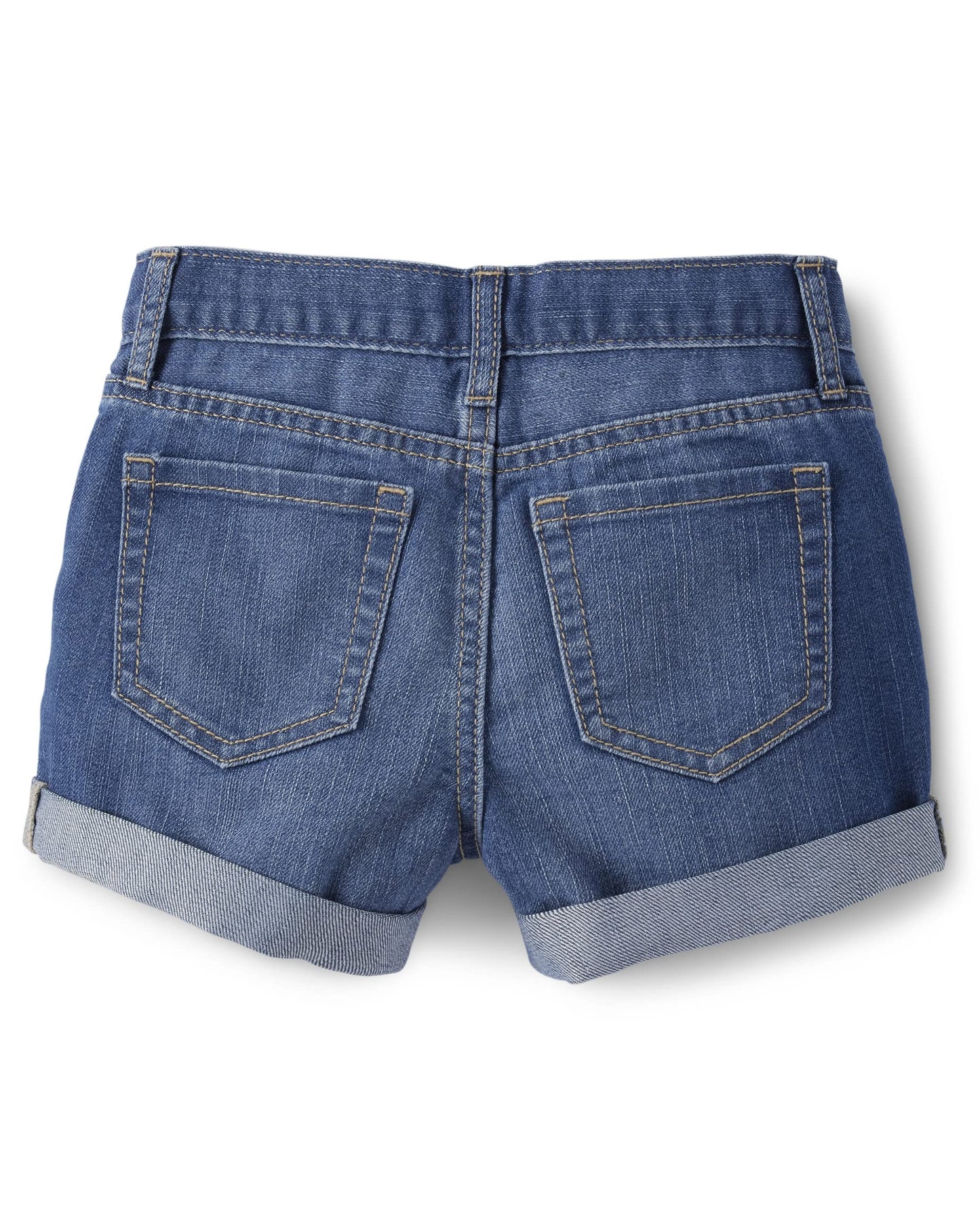 The Children's Place Girls' Roll Cuff Shortie Shorts, Rose Wash Denim 3-Pack, 6