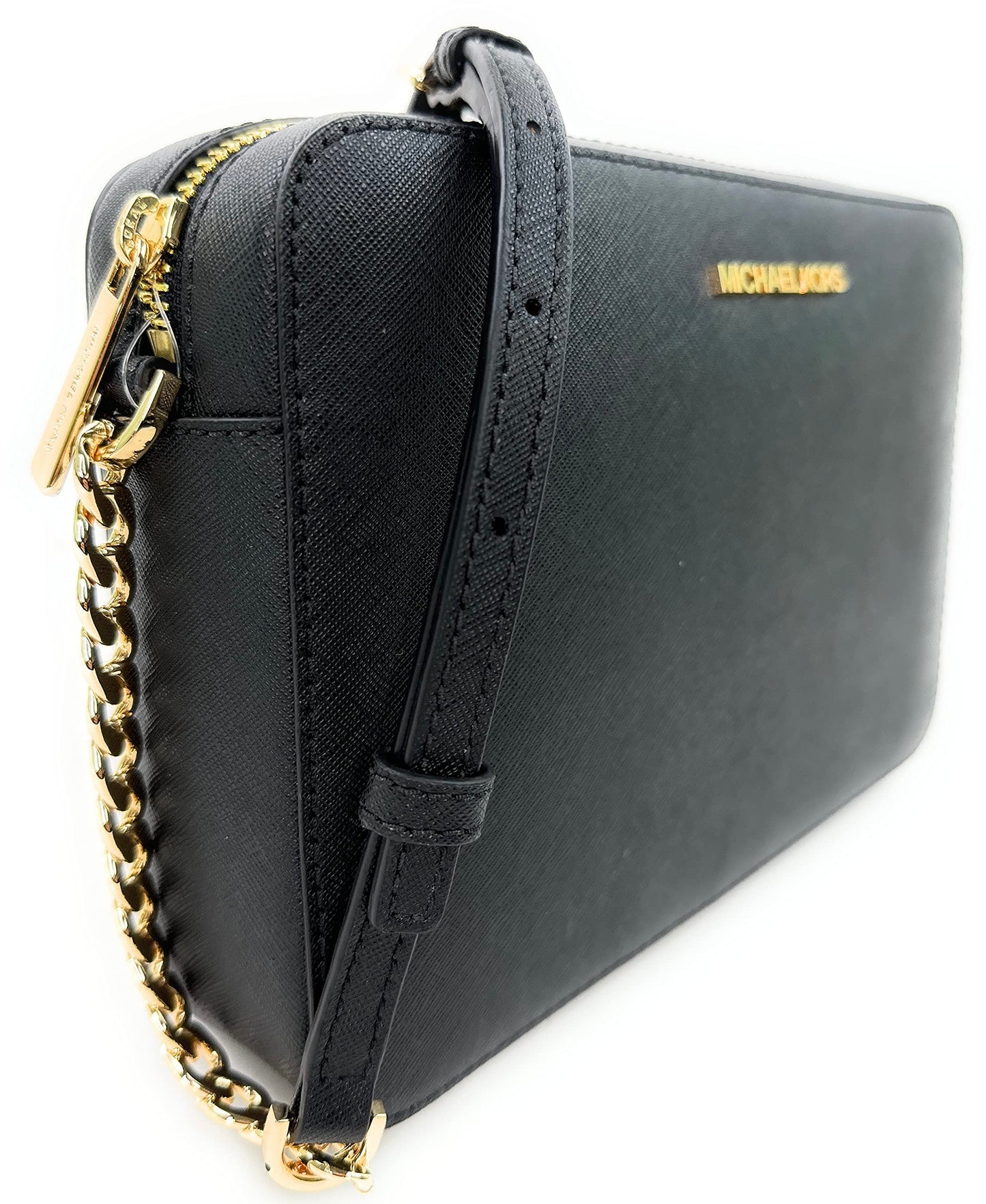 Michael Kors Women's Jet Set Item East West Crossbody Bag in Black with Gold hardware (Black/Gold)